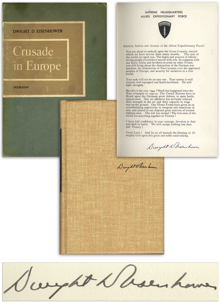 Dwight D. Eisenhower Signed D-Day Speech From the Limited Edition of ''Crusade in Europe'' -- In Near Fine Condition, Housed in Rare Slipcase